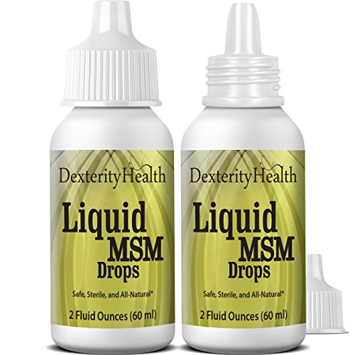 Dexterity Health Liquid MSM Eye Drops 2-Pack of 2 oz. Squeeze-Top Bottles, 100% Sterile, Vegan, All-Natural and Non-GMO, Contains Organic MSM