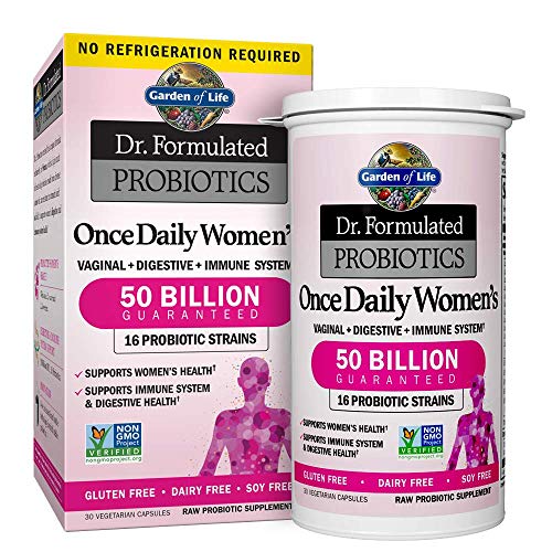 Garden of Life Dr. Formulated Probiotics for Women, Once Daily Women’s Probiotics 50 Billion CFU Guaranteed and Prebiotic Fiber, Shelf Stable One a Day Probiotic No Gluten Dairy or Soy, 30 Capsules