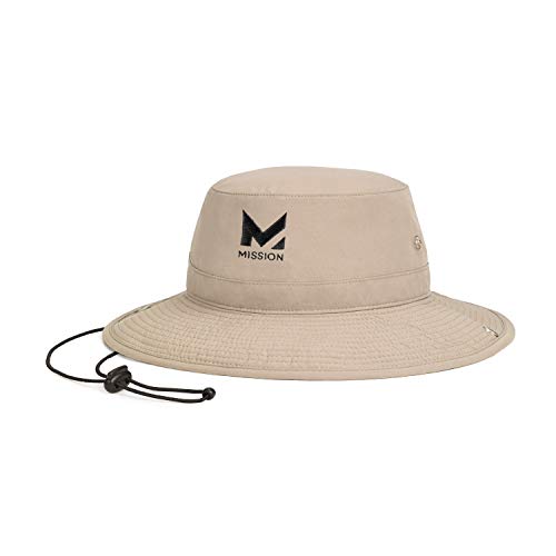 MISSION Cooling Bucket Hat- UPF 50, 3” Wide Brim, Cools When Wet- Khaki